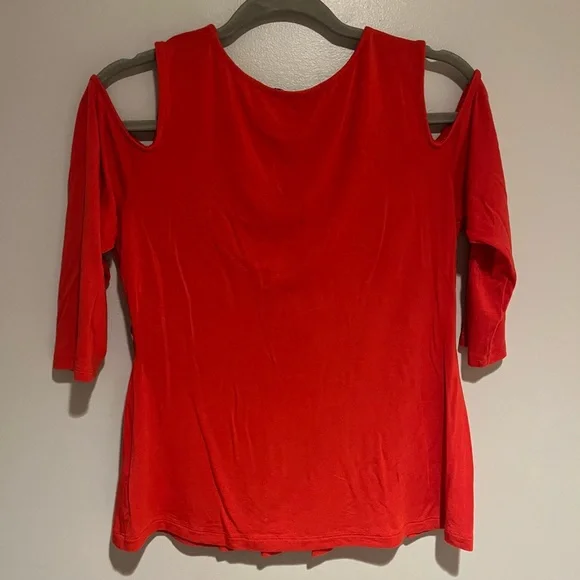 Boston Proper Red Cold Shoulder Embroidered Blouse Women’s Size Medium - Picture 4 of 6